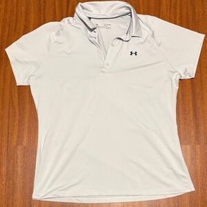 Under Armour White Polo with Navy Logo